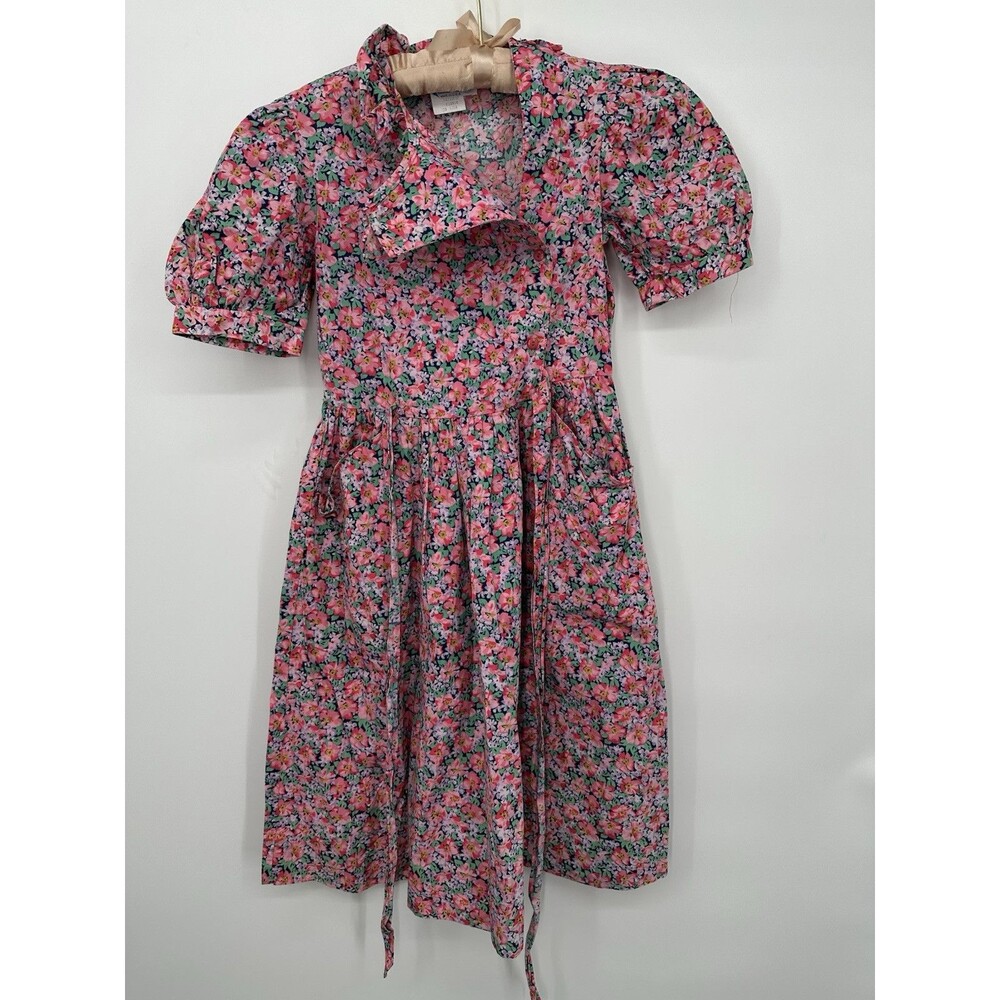 Vintage 70s  Petite  Gamine San Fransisco Pink Floral Dress | Girl’s Cotton‎ 12